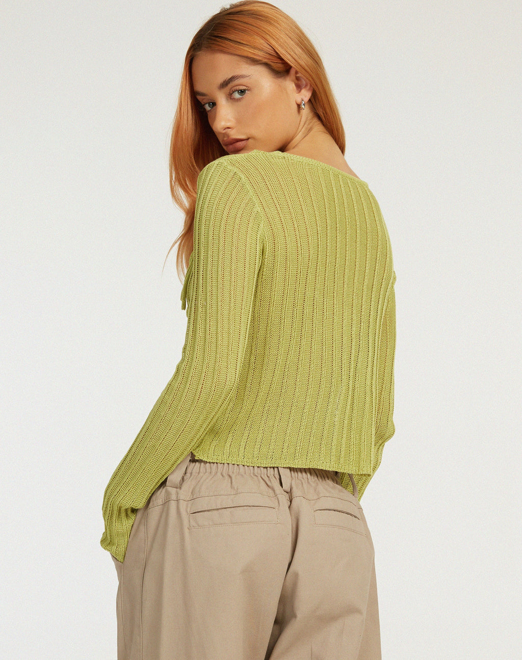 Cardi Potina a maniche lunghe in lime