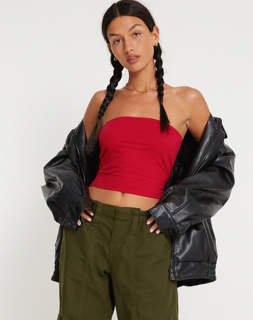 Top a fascia Shae in rosso corsa