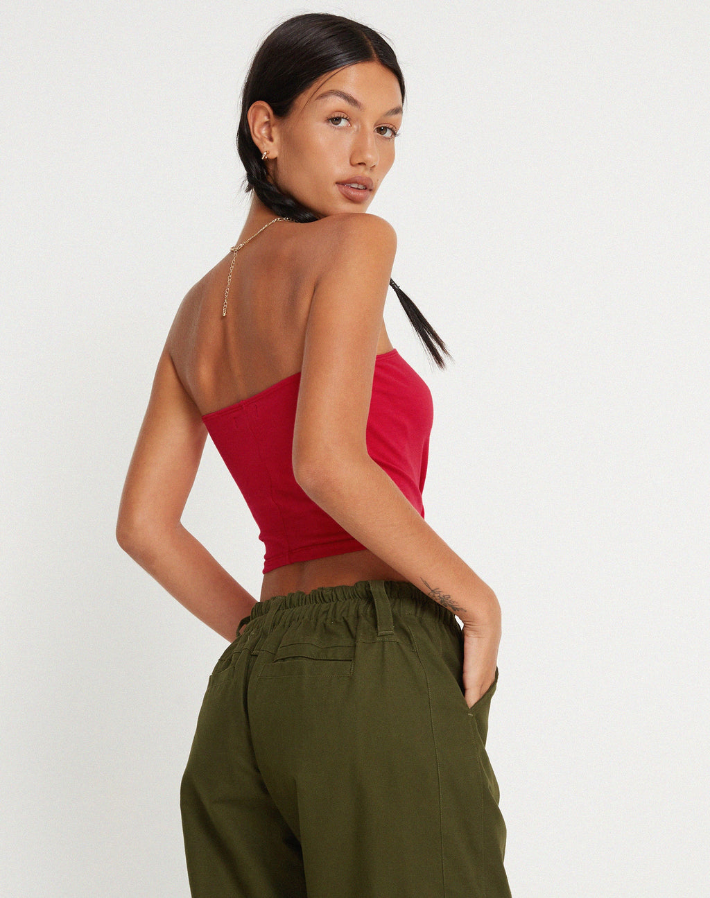 Top a fascia Shae in rosso corsa