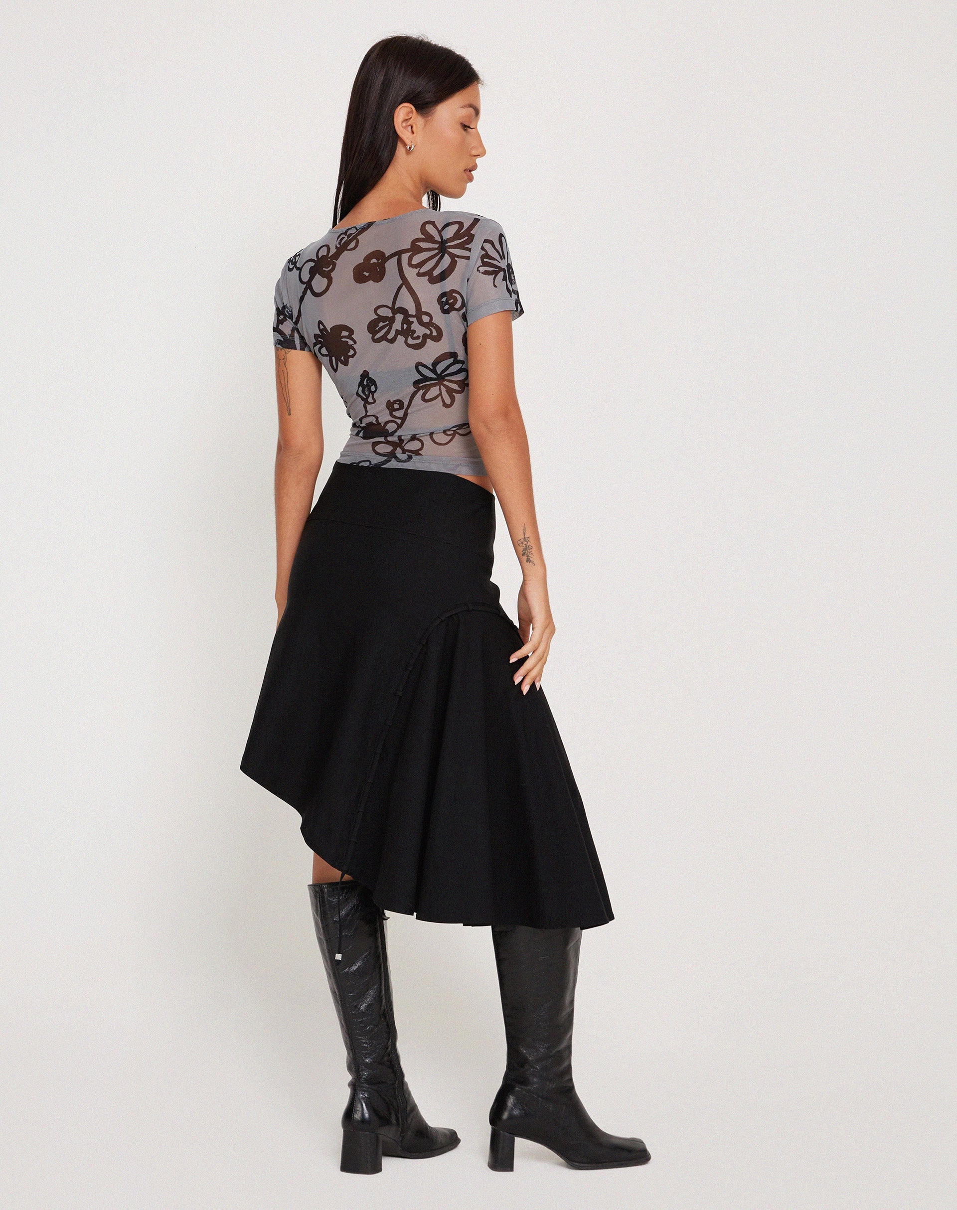Immagine di Tamara Top in mesh Doodle Flower Grigio