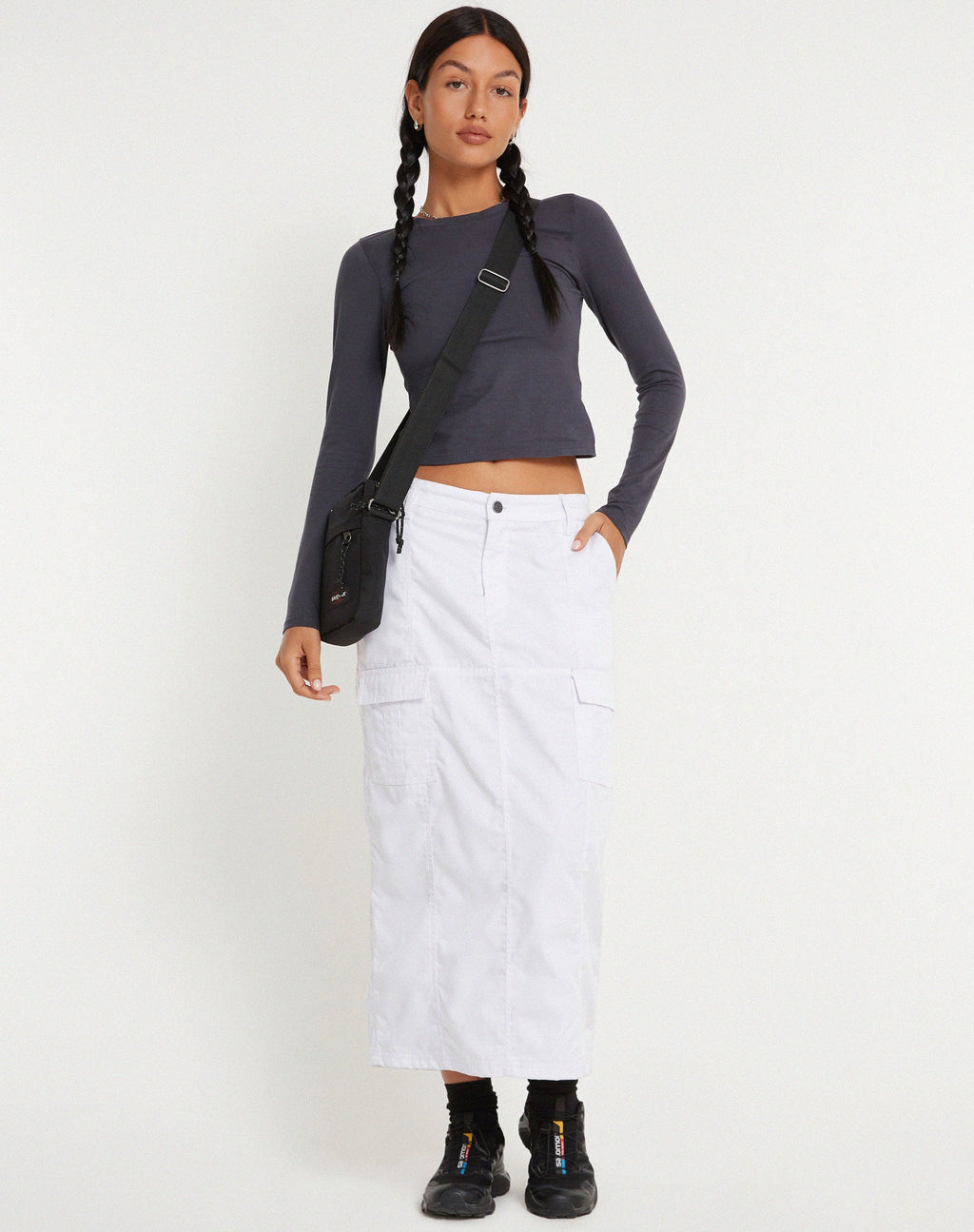 Widya - Gonna midi cargo in bianco