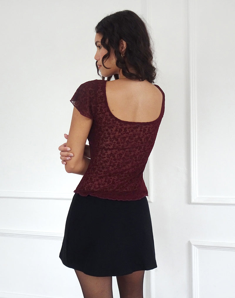 Immagine di Retina Top in Ditsy Flock Burnt Maroon
