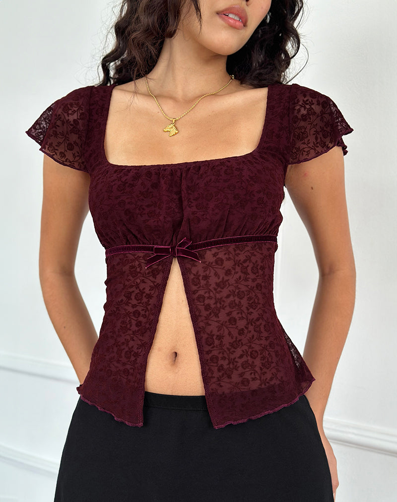 Immagine di Retina Top in Ditsy Flock Burnt Maroon