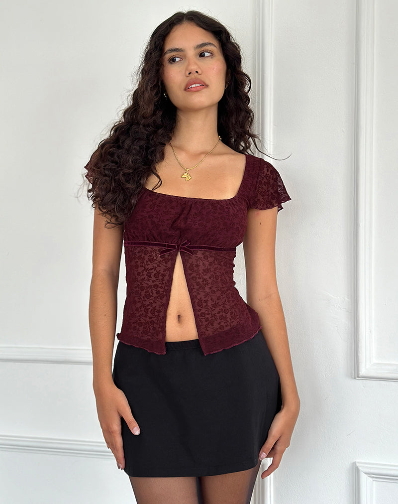 Immagine di Retina Top in Ditsy Flock Burnt Maroon