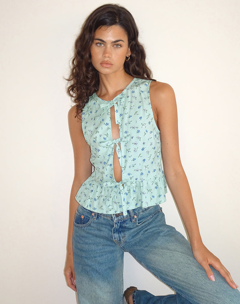 Top con laccetti Revata in verde petalo