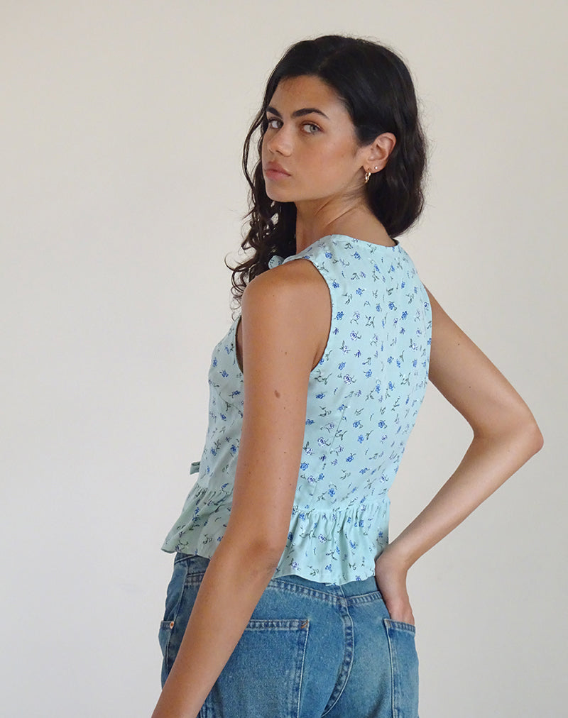 immagine di Revata Tie Front Top in Pretty Petal Green