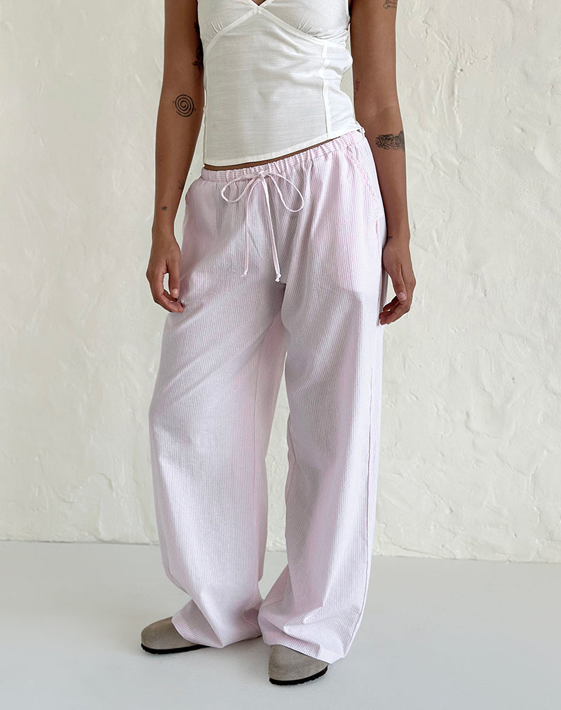 Immagine del pantalone Samir in cotone a righe rosa