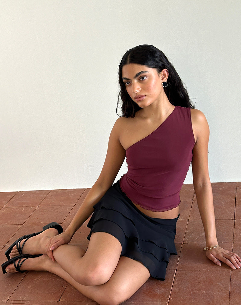 Immagine di Rhian Top monospalla in rete marrone