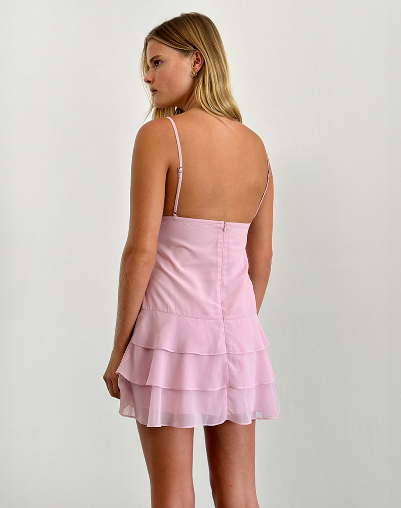 Immagine di Riasi Mini Abito con volant in chiffon rosa baby