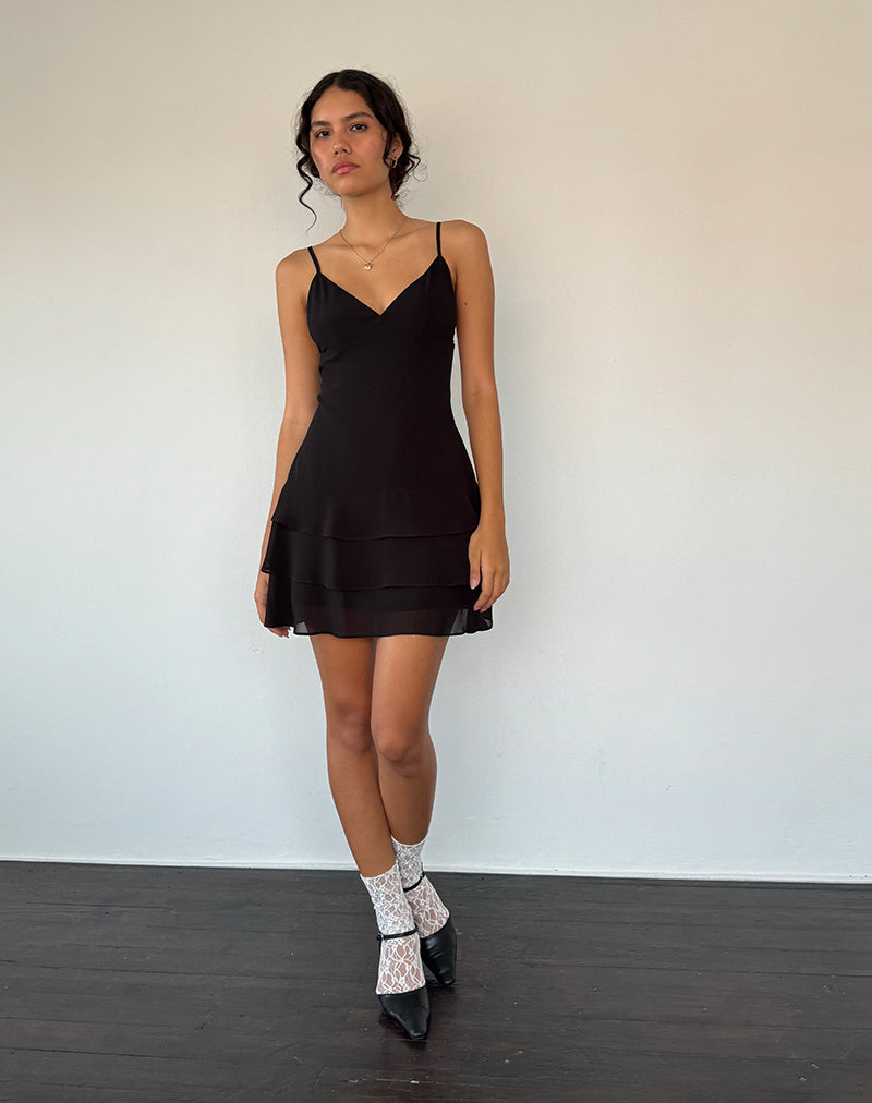 Immagine di Riasi Mini abito con volant in chiffon Nero