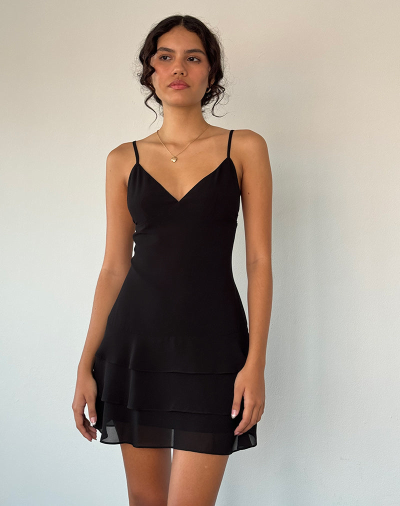 Immagine di Riasi Mini abito con volant in chiffon Nero
