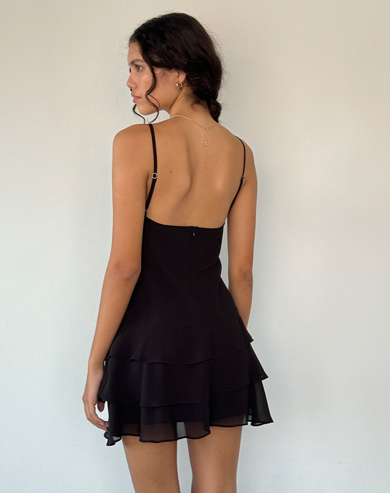 Immagine di Riasi Mini abito con volant in chiffon Nero