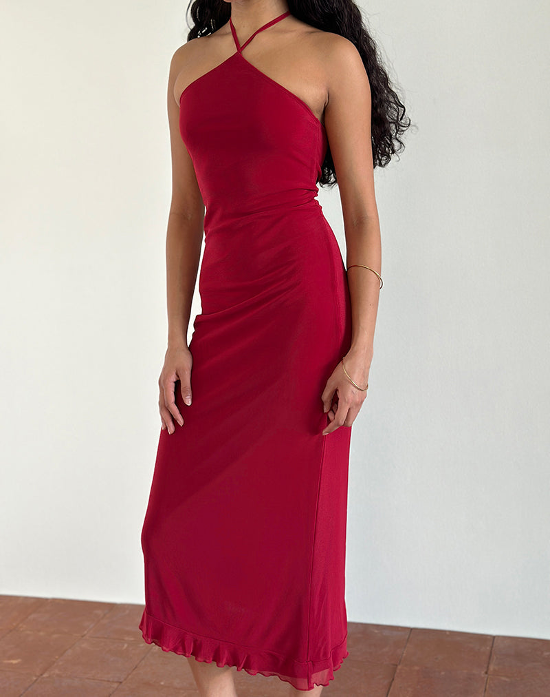 Immagine di Ribka Vestito midi a rete in ciliegia con scollo a mezzaluna