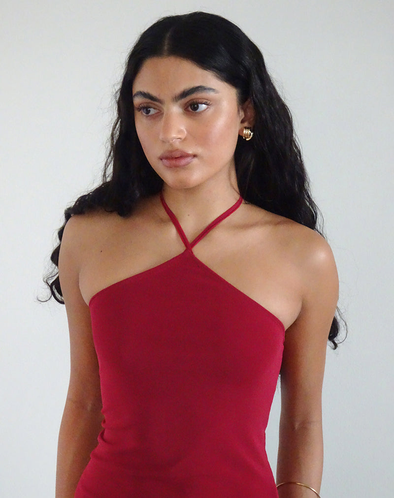 Immagine di Ribka Vestito midi a rete in ciliegia con scollo a mezzaluna