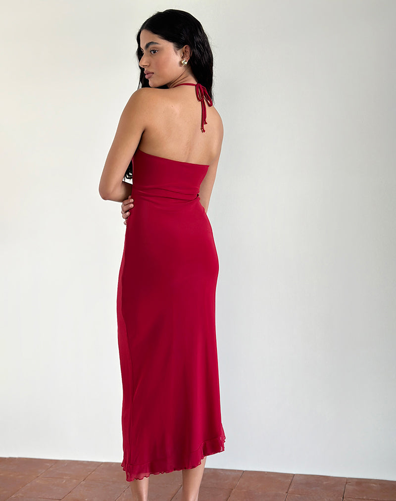 Immagine di Ribka Vestito midi a rete in ciliegia con scollo a mezzaluna