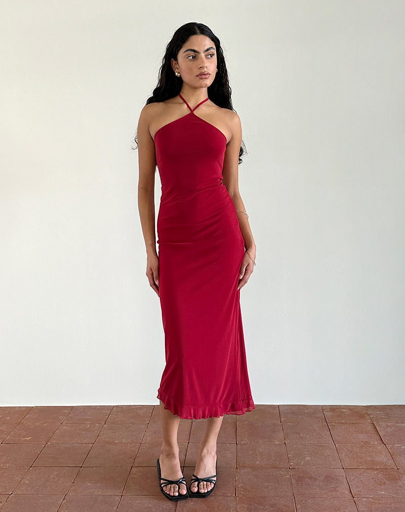 Immagine di Ribka Vestito midi a rete in ciliegia con scollo a mezzaluna