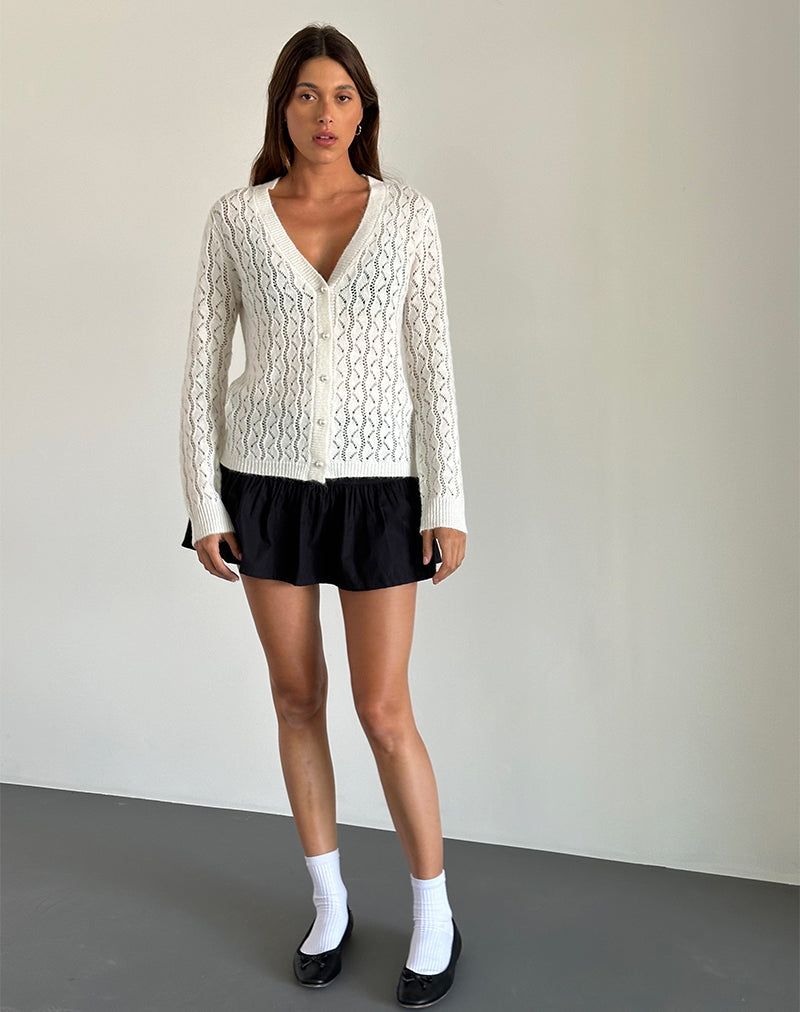 immagine del cardigan Ricani a maglia aperta in avorio