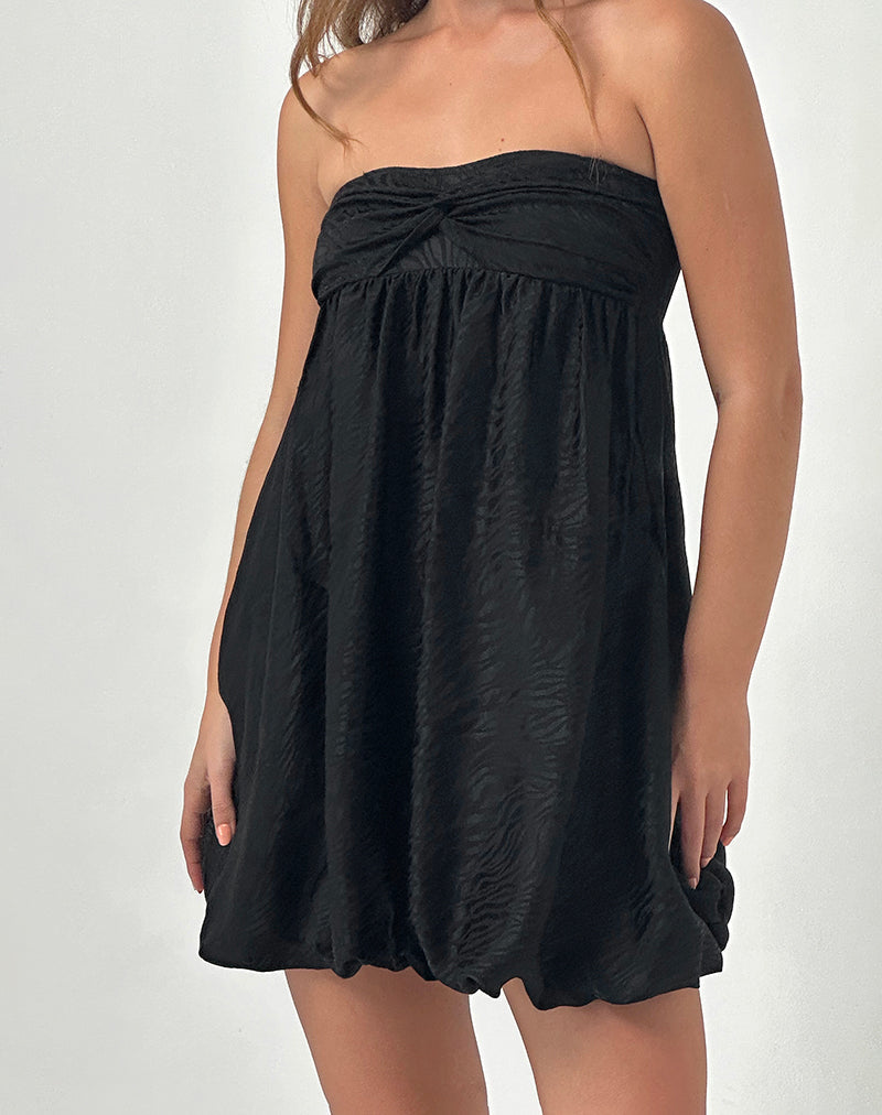 Mini abito Richie in raso jacquard nero
