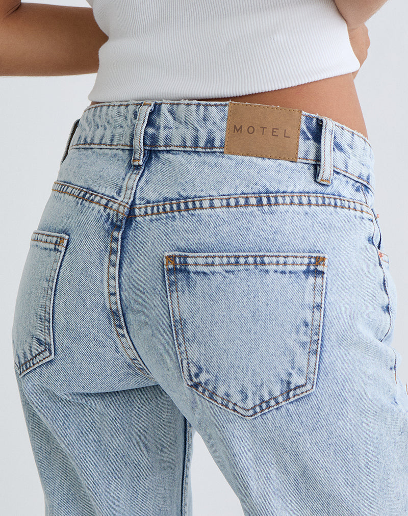 Immagine di Rigid Low Rise Flare Jeans in lavaggio chiaro anni '80