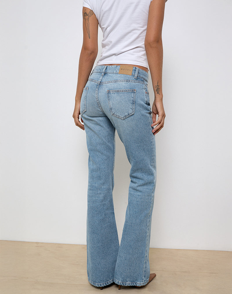 Immagine di Rigid Low Rise Flare Jeans in Bright Blue Used