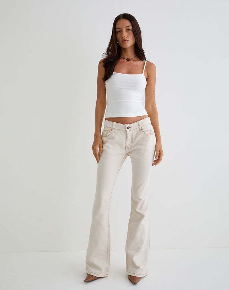 Immagine di Rigid Jeans Flare a vita bassa in bianco sporco