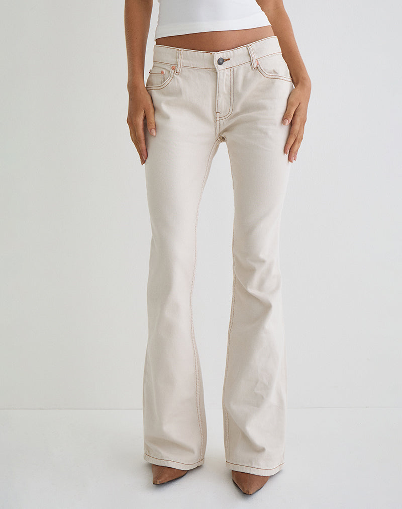 Jeans rigidi a vita bassa in bianco sporco
