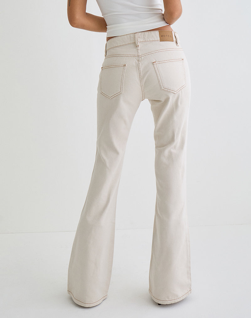 Immagine di Rigid Jeans Flare a vita bassa in bianco sporco