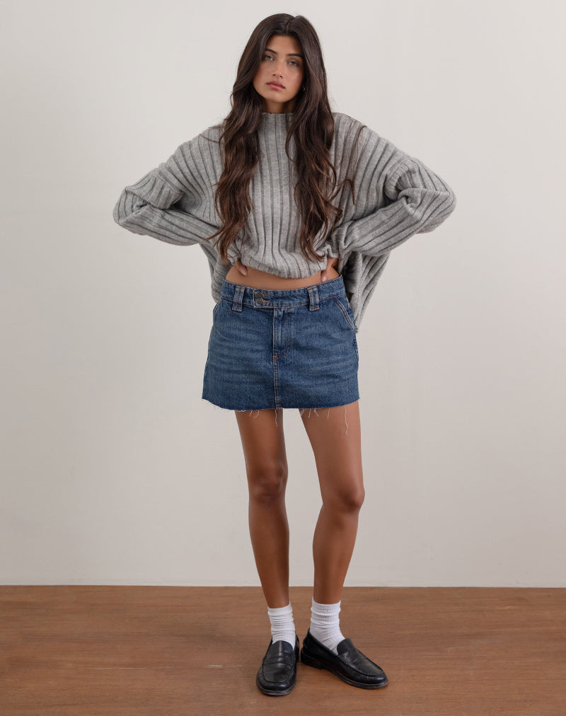 Immagine di Rigid Micro Denim Gonna in Heritage Blue