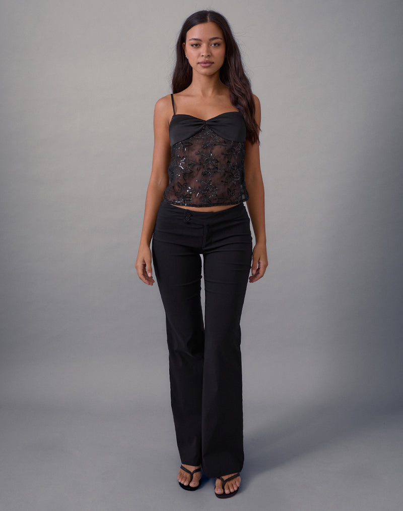 Immagine di Rikasu Top in chiffon floreale con paillettes nero