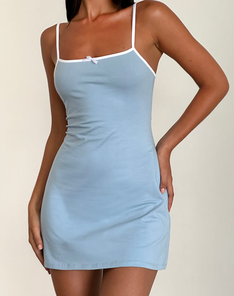 Mini abito Riniko in blu Nantucket con bordino bianco
