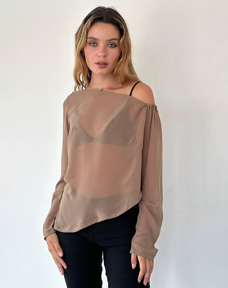 Top Riot in chiffon marrone chiaro