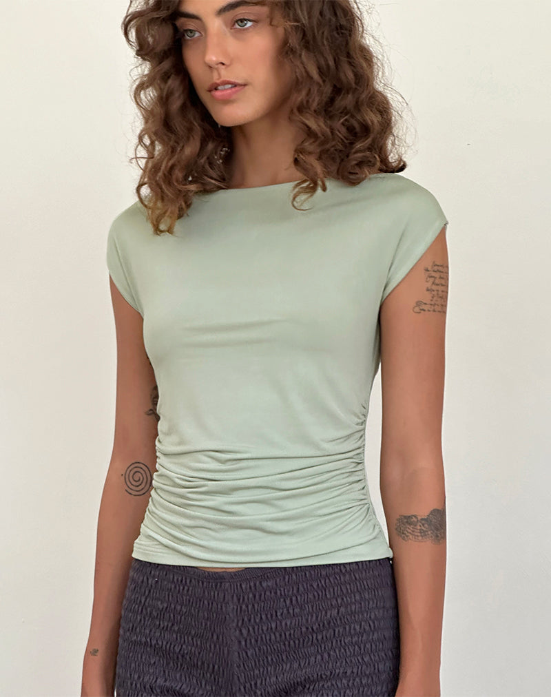 Top con increspatura Bentley in menta