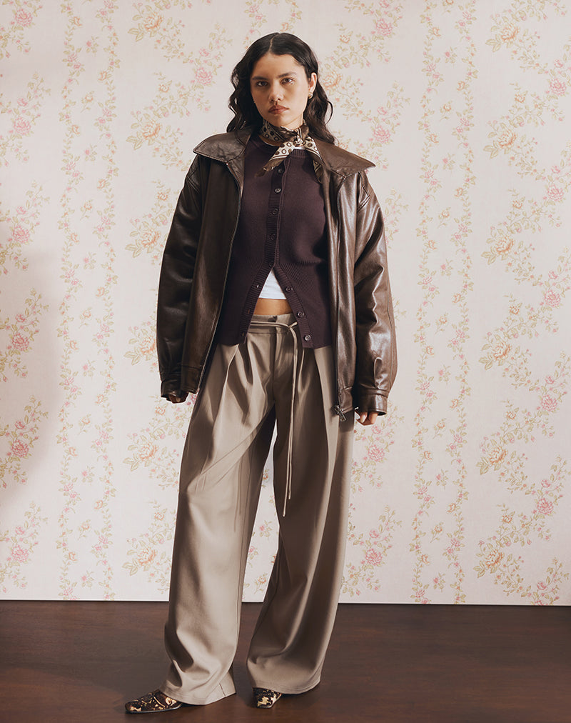 Rivela - Pantaloni a vita alta in Taupe