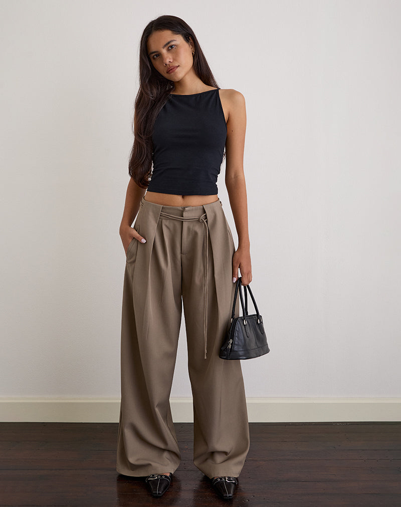 Immagine di Rivela Tie Waist Trouser in Taupe