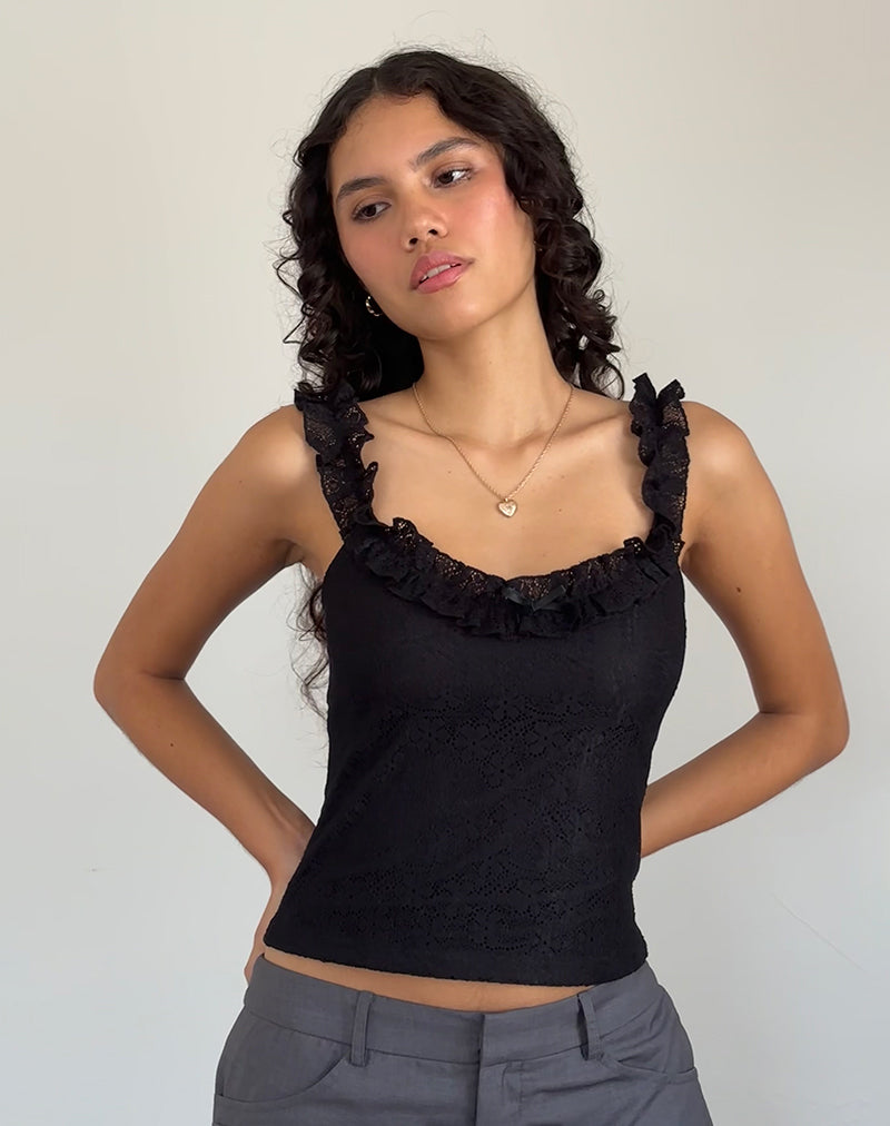 Immagine di Roberta Frill Edge Top in pizzo nero