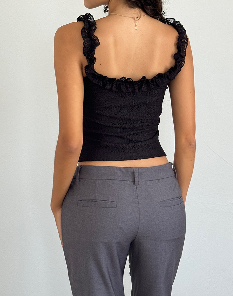 Immagine di Roberta Frill Edge Top in pizzo nero