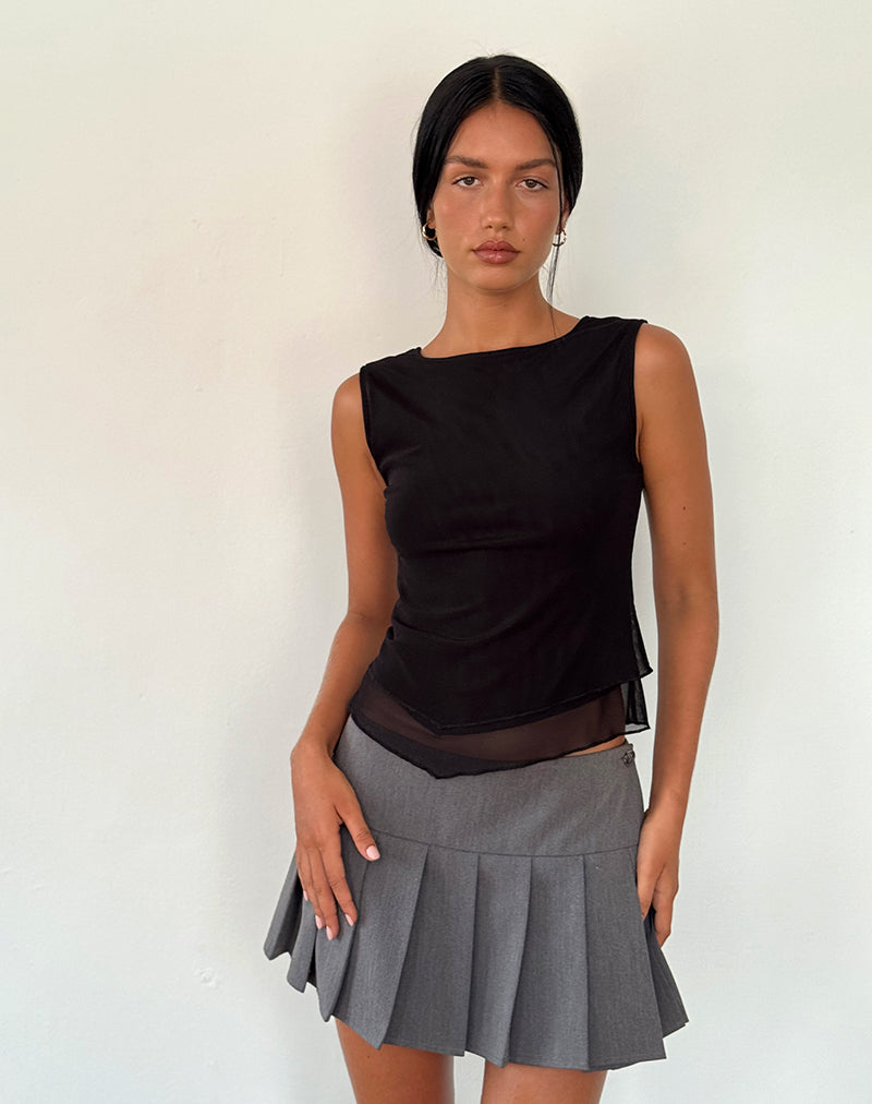 Immagine di Rochie Top asimmetrico in rete nero