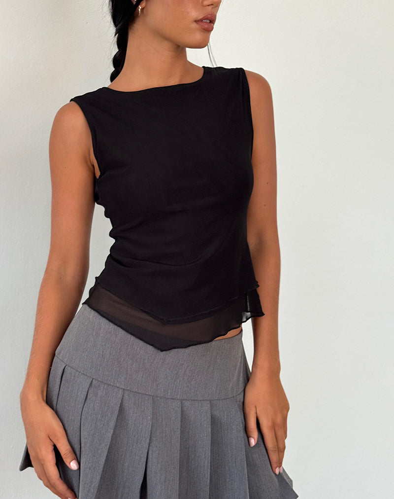 Immagine di Rochie Top asimmetrico in rete nero