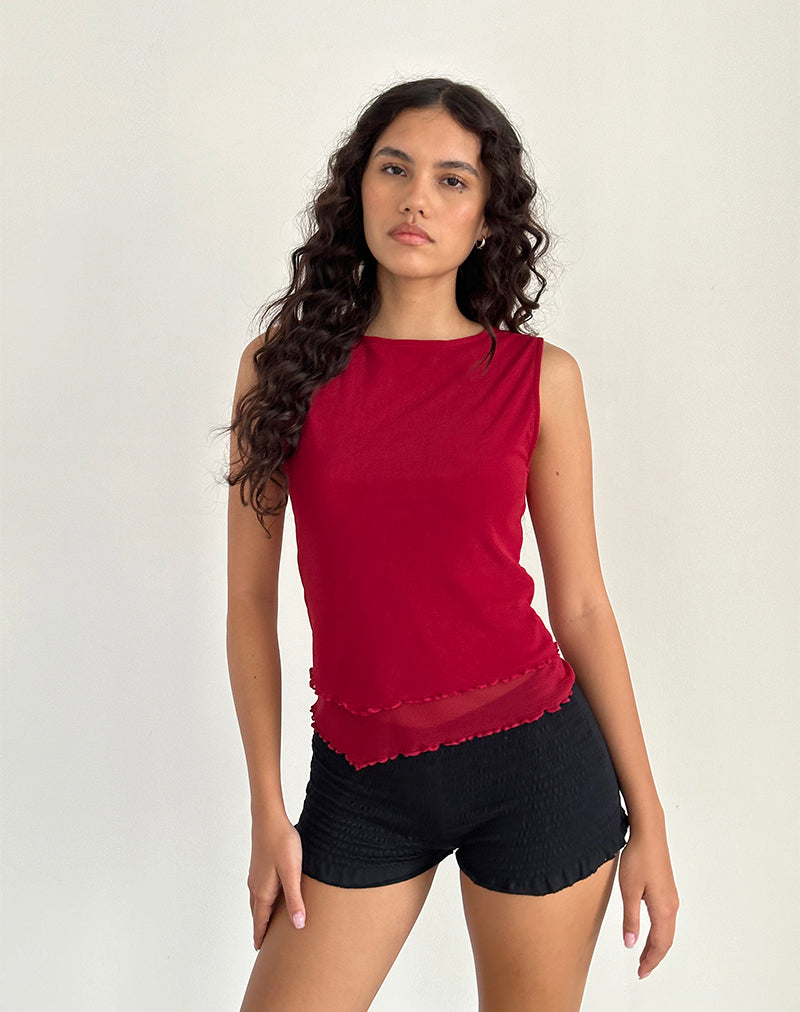 Top asimmetrico Rochie in maglia ciliegia