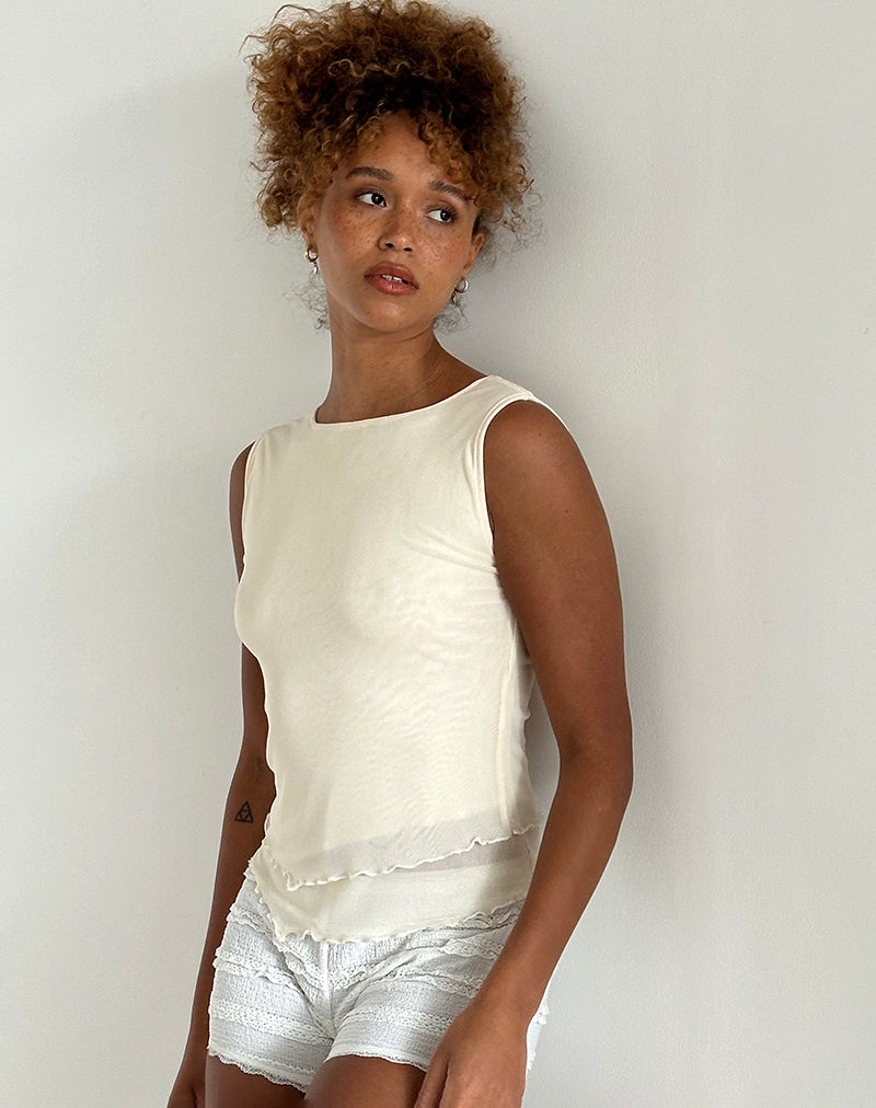Rochie - Top asimmetrico in maglia crema