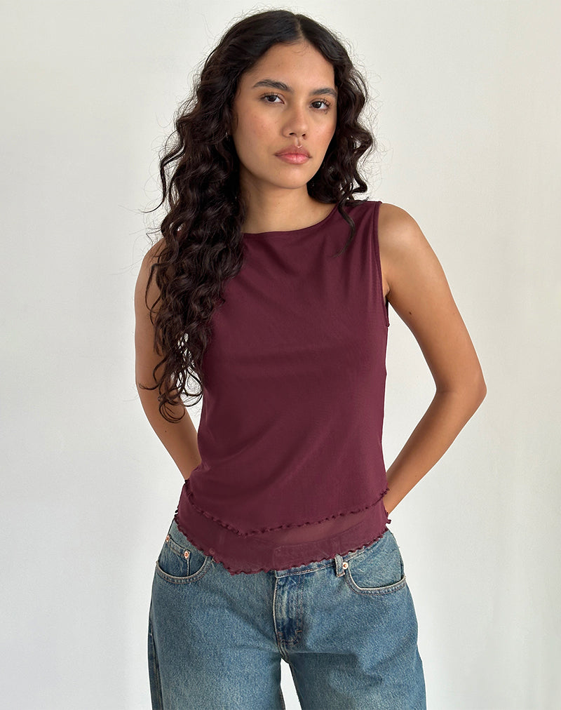 Immagine di Rochie Top asimmetrico in rete marrone