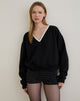 Immagine di Rodyn Jumper in nero con rilegatura a picot bianco