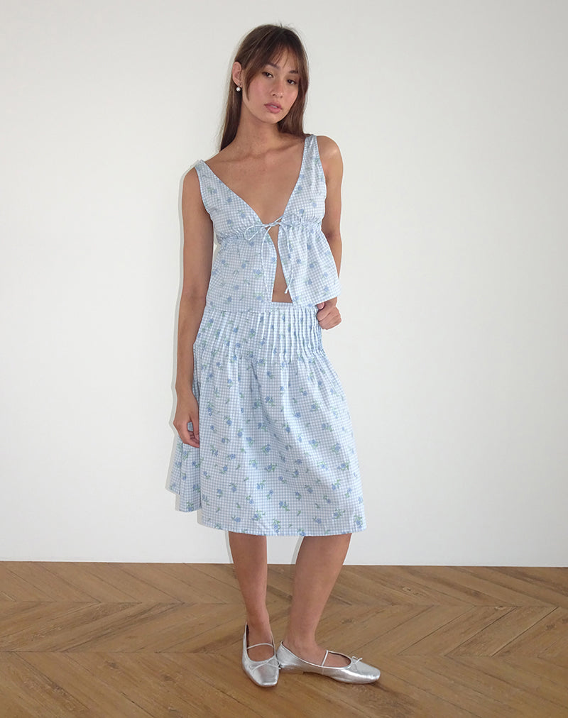 immagine di Rolia Cami Top in percalle a fiori blu