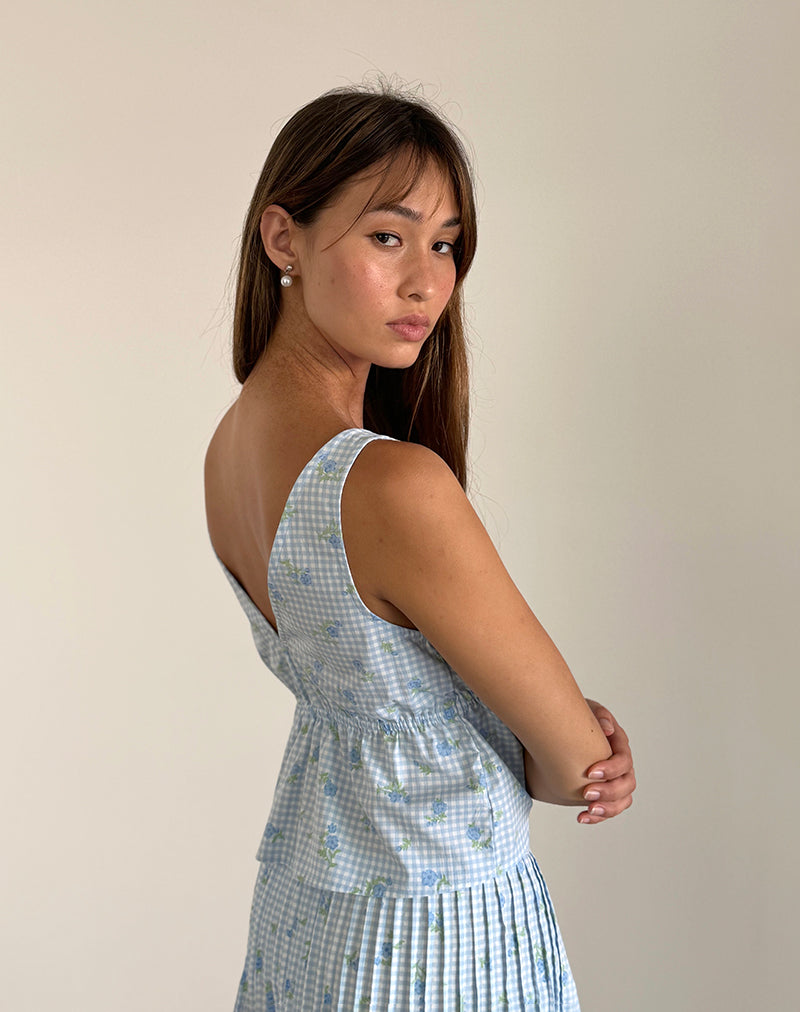 immagine di Rolia Cami Top in percalle a fiori blu