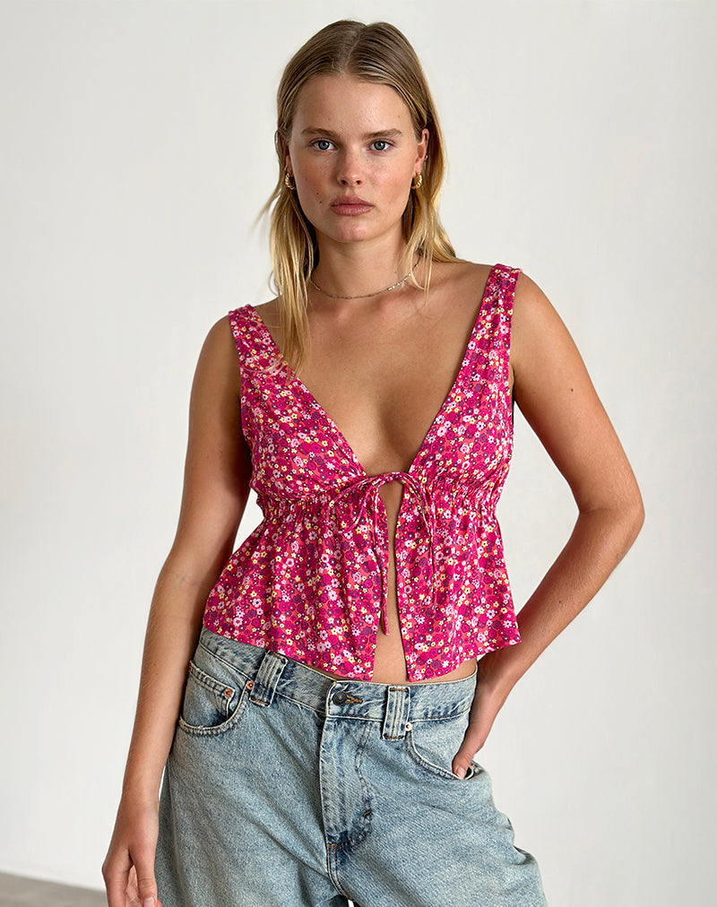 Immagine di Rolia Cami Top in Ditsy Floral Pink