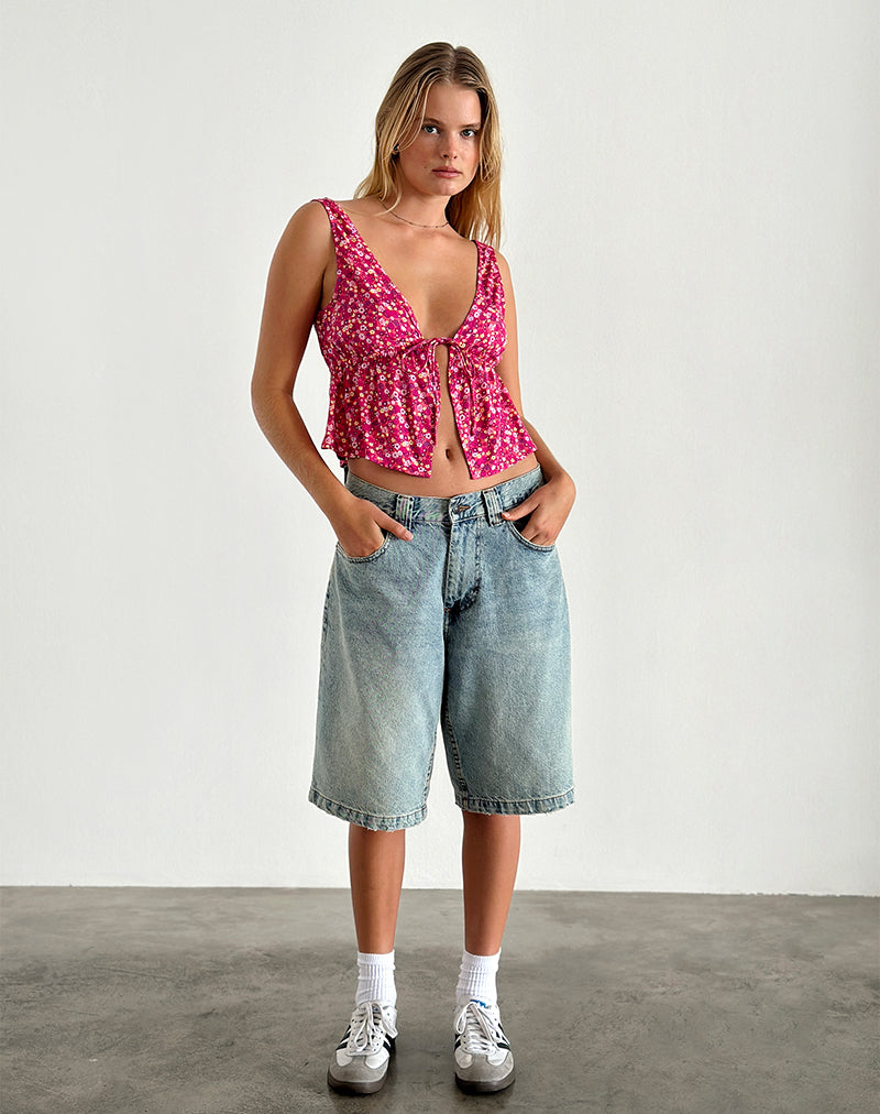 Top Rolia Cami in rosa floreale ditsy