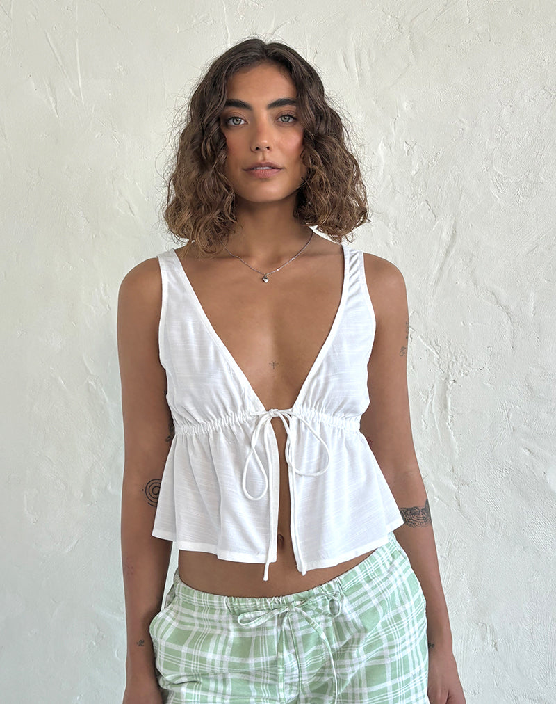 Rolia - Top con laccetti in bianco sporco