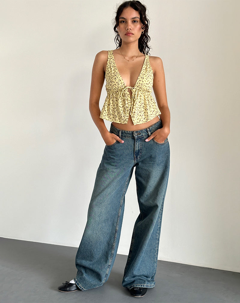 Immagine di Rolia Tie Front Top in Flowing Flower Yellow