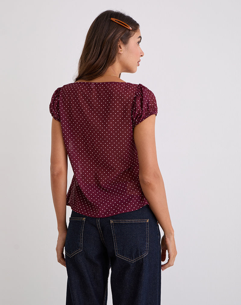 Immagine di Rolina Blusa in chiffon Mini Polka Borgogna
