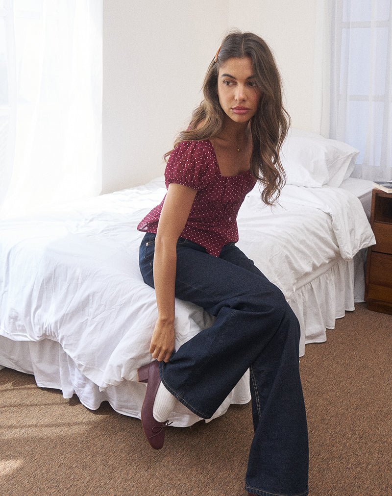 Immagine di Rolina Blusa in chiffon Mini Polka Borgogna